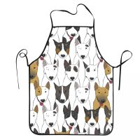 Custom Bib Funny Bull Terriers Pattern Aprons for Men Women Unisex Adult Chef Kitchen Cooking Pet Dogs Tablier Cuisine Painting