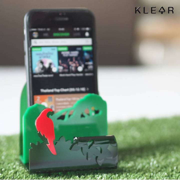 klearobject-desktop-nature-parrot-phone-stand-แท่นวางโทรศัพท์มือถือ-วัสดุอะคริลิค-ขาตั้งมือถือ-ขาตั้งโทรศัพท์-ที่วางโทรศัพท์มือถือ-ที่วางมือถือ-วางมือถือ