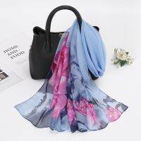 [COD] and summer georgette lotus printing silk scarf for women