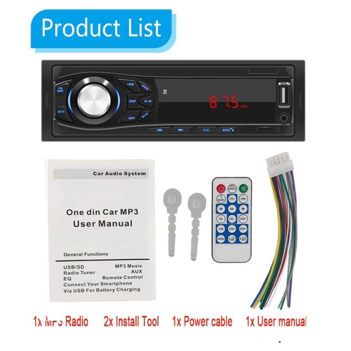 Car Radio Bluetooth Handsfree Wireless MP3 Multimedia Player AUX USB FM