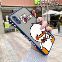 เคส Chenyyka สำหรับ Realme 3 3i 3 Pro เคสลายการ์ตูนเป็ดโชคดีบางมีน้ำค้างแข็งโปร่งใสแข็งขอบสี่เหลี่ยมกันกระแทกปลอกซิลิโคนคลุมทั้งหมดเคสนิ่ม