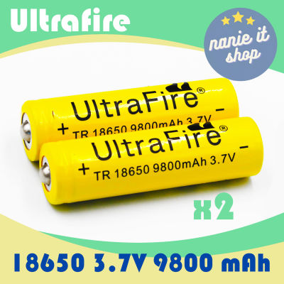 nanie ถ่านชาร์จ Ultrafire ขนาด 18650 3.7v ความจุ 9800mAh (จำนวน 2 ก้อน)