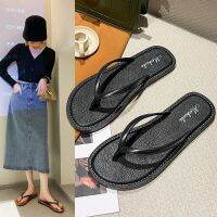 ◎♙ Flip-flop ใหม่ flip-flop ผู้หญิงแบนตาข่ายกันลื่นรองเท้าแตะรองเท้าแตะแบบลำลองทุกคู่