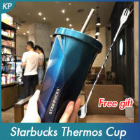 ฟรีของขวัญช้อน2021 Starbuck Tumbler ฟางถ้วยสูญญากาศถ้วยกาแฟ,304แก้วสแตนเลสฉนวนกันความร้อนกระติกน้ำสูญญากาศ Thermo 500ML ของขวัญวันเกิดสำหรับเพื่อนเด็ก Girl823