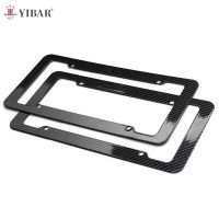 Black Carbon Bracket w/ ScrewsUniversal American License Plate Frame Auto AccessoryFiber Number Plate TAG Cover for Front Rear