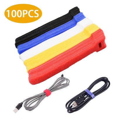 100pcs Reusable Nylon Cable Ties Self-Adhesive Cable Tie Straps Clip Electrical Wire Organizer Holder Adjustable Wire Management