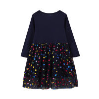 【cw】22 Girls Dress Autumn New New New Year Childrens Clothing Mesh Long Sleeve Princess Dress Love Tulle Tutu Dress