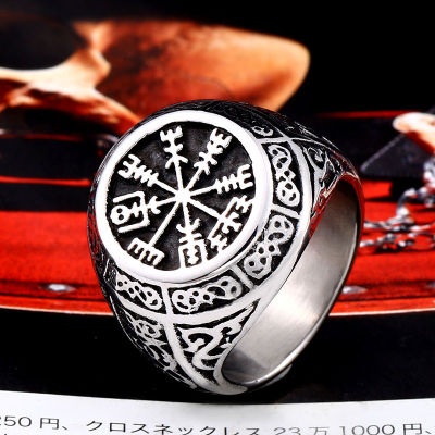 แหวนสแตนเลสสร้างสรรค์มีสไตล์สำหรับผู้ชายทหารเหล็กแหวนเหล็กไทเทเนียมตำนานนอร์ดิก
