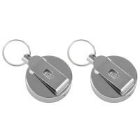 2X Steel Retractable Key Chain Recoil Key Ring Belt Clip Pull Chain Holder