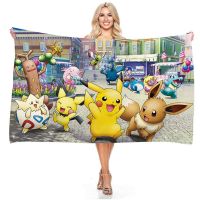 【LZ】☂  Pokémon Cartoon Bath Towel for Kids Anime Figures Printing Toalha de Praia Pikachu Charizard Eevee Mewtwo Bulbasaur 75x150cm