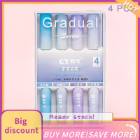 ?【Lowest price】Qearl ปากกาเน้นข้อความไล่ระดับสีมาการอง4ชิ้นเครื่องเขียนน่ารักๆปากกามาร์กเกอร์สำหรับนักเรียนอุปกรณ์การวาด