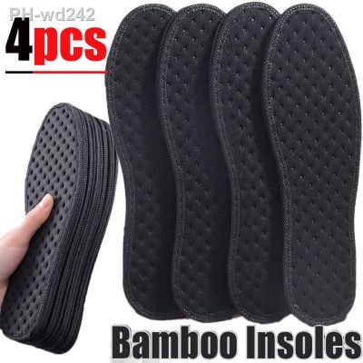 4PCS Deodorant Foot Insoles Bamboo Charcoal Insert Absorb-Sweat Mesh Breathable Thin Sport Shoe Pad Suction Perspiration Insole