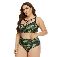 Plus Size High Waist Bikini Set Army Green Women Swimsuit Bandage Swimwear Female Camouflage Bathing Suit Camo Beach Wear