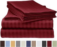 Battilo Bed Sheets 4 Pieces Set for Bed Fitted Flat Sheet with Pillowcase Stripe Bedding Set For Twin/Full/Queen/King Size