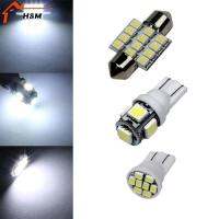 HENGKUN 13ชิ้นโคมไฟ Led ไฟอ่านหนังสือรถยนต์ T10ไฟโดม5smd อะลูมินัมอัลลอยป้ายทะเบียนรถอุปกรณ์ตกแต่งภายใน