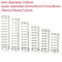 20pcs/lot 0.8mm Stainless Steel  Micro Small Compression spring OD  5mm/6mm/7mm/8mm/10mm length 10mm to 50mm Electrical Connectors