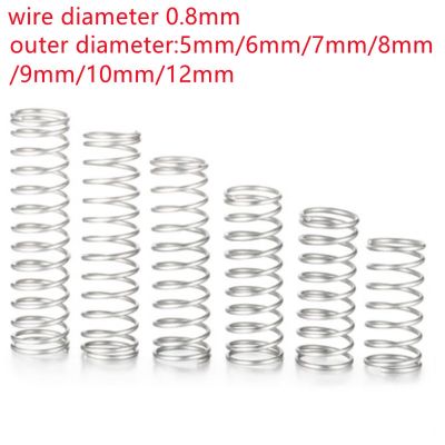20pcs/lot 0.8mm Stainless Steel  Micro Small Compression spring OD  5mm/6mm/7mm/8mm/10mm length 10mm to 50mm Electrical Connectors