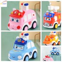 HILBAT รถดับเพลิงดับเพลิง Press and Go Car Toy รถตำรวจรถ ยานพาหนะยานพาหนะยานพาหนะ ของเล่นรถไขลาน น่ารักน่ารักๆ ดึงกลับได้ รถผลักแล้วไป เด็ก/เด็ก