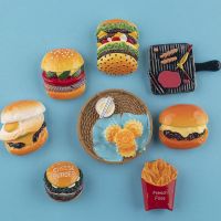 3D Creative Fridge Magnets Food Simulated Barbecue plate burger Moon Cake Refrigerator Magnets Decorations Children 39;s Toys