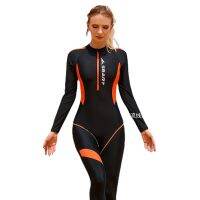 Quick Dry UPF50 Lycra Rash Guard ผู้หญิง Full Body ชุดว่ายน้ำมุสลิมแขนยาวดำน้ำ Wetsuit Surf ชุด Sun Protect