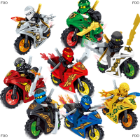 FOO 8Stk Ninjago ชุดรถจักรยานยนต์ minifigures Ninja MINI figures บล็อกของเล่นเหมาะกับเลโก้