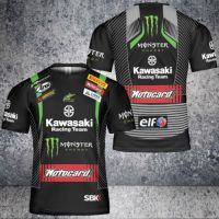 2023 In stock monster energy motorcycle  3d t-shirt kawasaki racing team full print，Contact the seller to personalize the name and logo