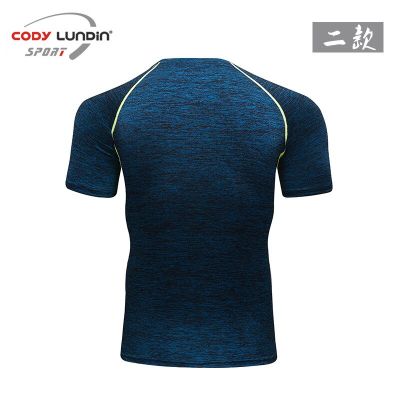 ：“{—— Sport Shirt Compression Quick Dry Sweatshirt Gym Clothing Running Fitness Tshirt Men Training Cycling Bodybuilding Workout Shirt