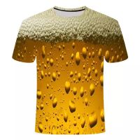เบียร์3D พิมพ์เสื้อยืดผู้ชายตลกแปลกเสื้อยืดคอกลมแขนสั้นด้านบน2022สี่ฤดูกาล U Nisex แฟชั่นถนนเสื้อผ้า
