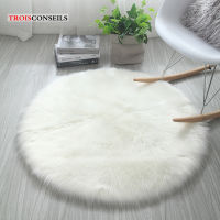 Round Rug Shaggy Plush Car Soft Faux Sheepskin Fur Area Rugs for Bedroom Living Room Floor White Home Floor Mat Bedside Rugs