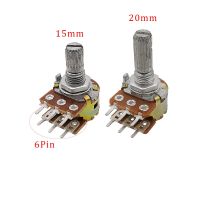 ◘✳ 5Pcs 6Pin WH148 15/20mm Shaft Amplifier Dual Linear Taper Rotary Potentiometer Resistors B1K B5K B10K B50K B100K B250K B500K B1M