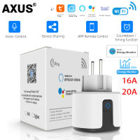 AXUS Tuya WiFi สมาร์ทเสียบ16A20A สหภาพยุโรปซ็อกเก็ตอัจฉริยะที่มีการตรวจสอบพลังงานฟังก์ชั่นจับเวลาการควบคุมเสียงสนับสนุน Alexa Home