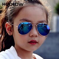 【YF】☸✵♕  HOOLDW Classic Kids Sunglasses Piolt Boys Glasses Brand Design Metal Frame Colorful Mirror Children UV400