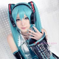 Aisini Hatsune Miku MIKU สีฟ้าสีเขียว ผ้าไหมอุณหภูมิสูง Tiger Mouth Clip Cos วิกผม