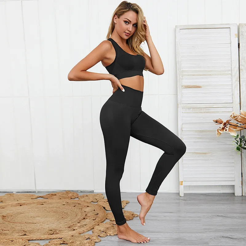 Women Yoga Sets Breathable Solid Vest +Leggings Pants Fitness Running  Clothes y Gym Top Sportswear Tights Tracksuit Gym Sets