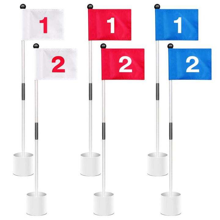 Golf Flagstick Kit Doublesided Golf Flags with Putting Green Holder
