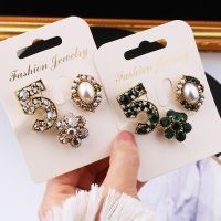 Korean retro 3pcs/set brooch number 5 pearl rhinestone jewelry collar pin suit coat pin accessories for women