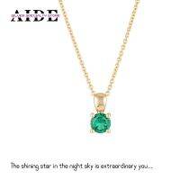 AIDE S925 Silver Daily Collocation Geometric Month Birthstone Round Pendant Necklace for Women Girl Clavicle Chains Jewelry Gift