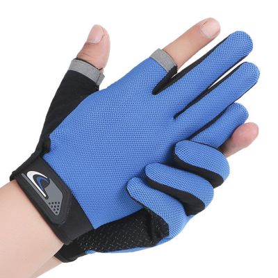 1 Fishing Gloves 2 Cut Fingers Sport Cycling Mitten Men Breathable Anti-slip Antiskid Wear for Pesca