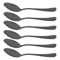 Black teaspoons teaspoons, Mini stainless steel cake spoons, scoop for ice cream , small teaspoons for dessert, set of 6 (black coffee spoons)