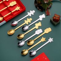 1Pc Stainless Steel Christmas Spoon For Tea Dessert Coffee Milk Drink Stirring Spoon Tableware Cooking Utensils