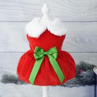 Pet Dress Belt Cosplay Santa Claus Bow Tie Accessory Golden Velvet Christmas Skirt for Puppy Party Dresses