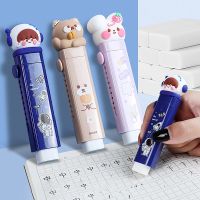 1set Cute Cartoon Push-pull Design Erasers Student Kid Pencil Eraser Replaceable Rubber Core Kawaii Stationery For School Office