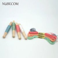 ┋ NUBECOM Creative Wooden Spools Cross Stitch Storage Tool Threads Storage Rod Wool Yarn Storage Stick DIY Handcraft Sewing Tool