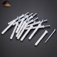 【cw】 100Pcs 50Pcs Ribbed Expansion Pipe Tube with Screws Plastic Wall Mounted Plugs tapping Iron Screw Set 60mm 80mm ！