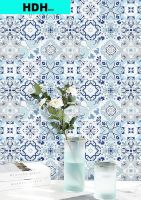 HDHome Blue White Wallpaper Floral Flower Tile Peel and Stick Wallpaper Removable Wall Paper Waterproof Self Adhesive Wallpaper ！