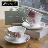 Creative Bow-Knot Tea Cup And Saucer Set Porcelain Cups Afternoon Tea Set Nordic Minimalist Elegant Coffee Cup Bar Drink Set