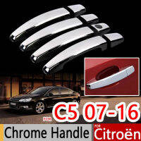 AFor Citroen C5 2007-2016 Chrome Handle ครอบคลุม Trim ชุด4Pcs Wagon รถอุปกรณ์เสริมสติกเกอร์รถจัดแต่งทรงผม2009 2010 2011 2013M