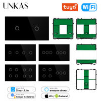 UNKAS DIY รวมกันฟรี2 3 4 5 6แก๊ง Wifi สหภาพยุโรปมาตรฐานสัมผัสเปิดปิดสมาร์ท1 2 3แก๊งสวิทช์กระจกสีดำ157มิลลิเมตรแผงเต้าเสียบ