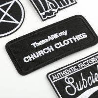 Hot style black and white embroidered cloth paste patch posted in English letters clothing accessories clothes bag and shoes upholstery badge