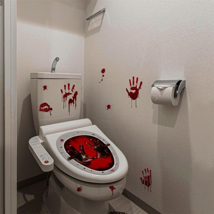 elegant-bloody-hand-วอลล์เปเปอร์สำหรับห้องน้ำสติกเกอร์ห้องน้ำฮาโลวีน-fright-night-สยองขวัญภาพจิตรกรรมฝาผนังกาวตกแต่ง-diy-decal